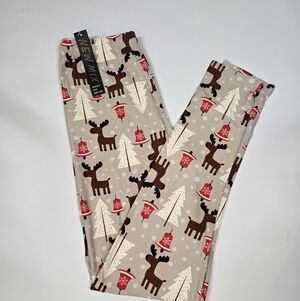 Reindeer Christmas Tree High Waist Leggings